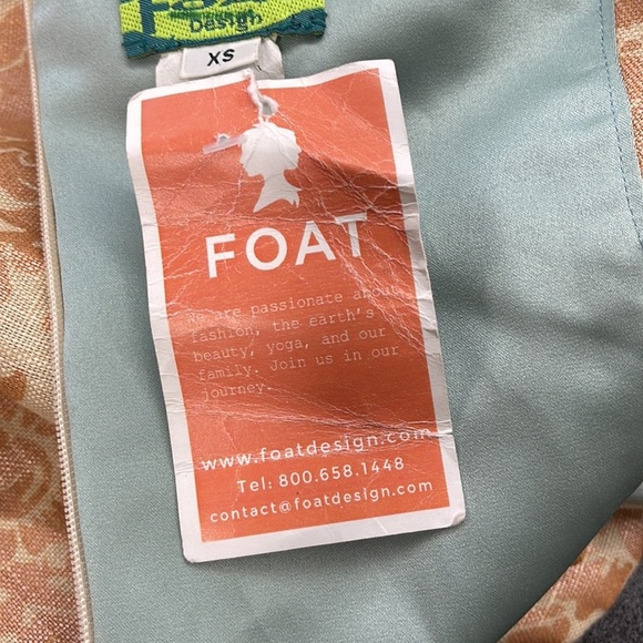 Foat Design NWT Cream Orange Metallic Linen Sleeveless Scalloped Hem Dress - Picture 7 of 9